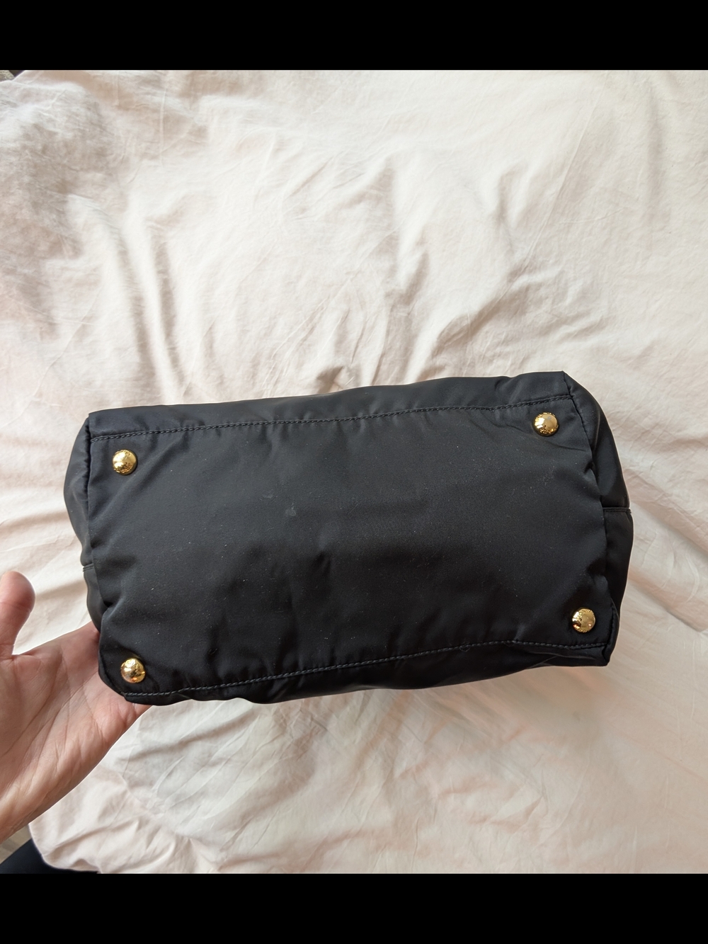 Prada Black Nylon Tote with Signature Bow and Gold Logo - Picture 3 of 13